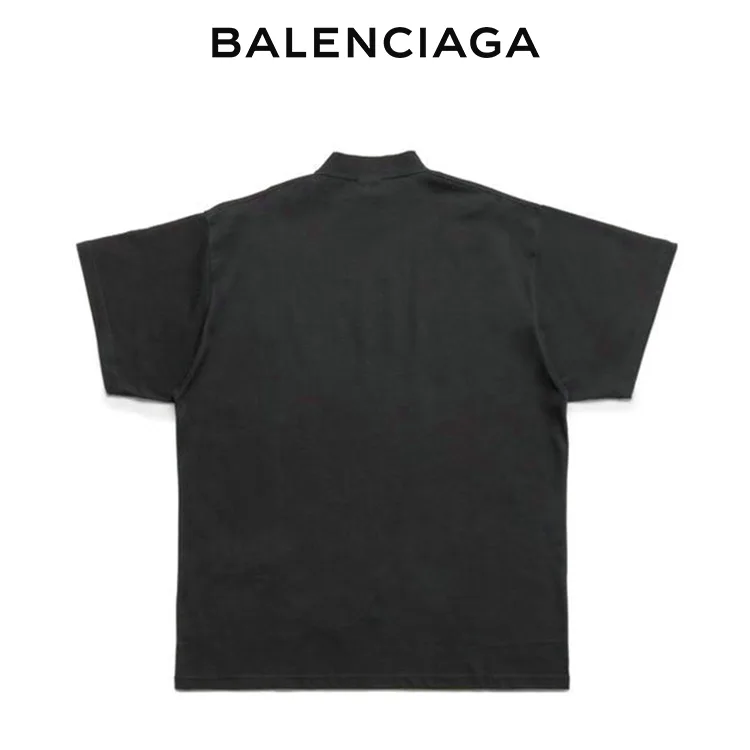 BALENCIAGA巴黎世家便利貼LOGO黑色短袖T恤