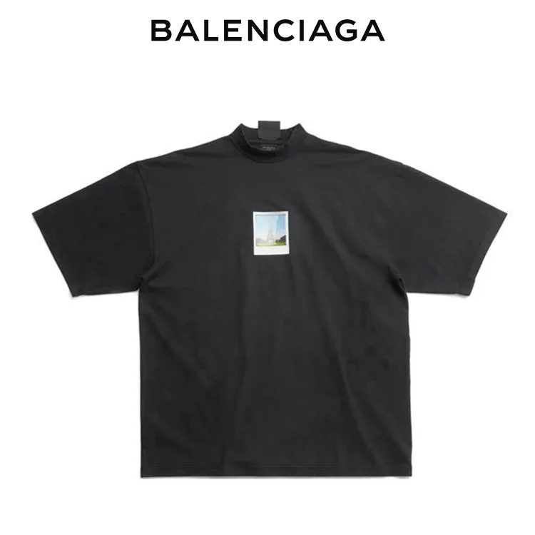 BALENCIAGA巴黎世家拍立得鐵塔照片短袖T恤