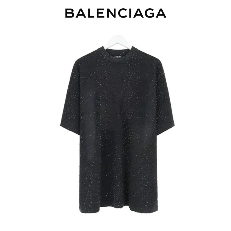 BALENCIAGA巴黎世家滿天星燙鑽短袖T恤