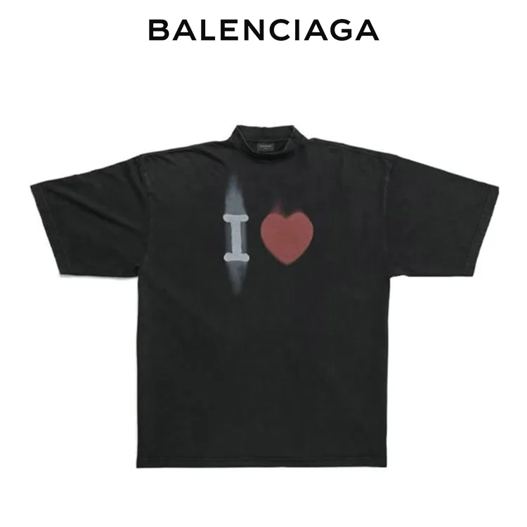 BALENCIAGA巴黎世家七夕情人節I LOVE愛心短袖T恤