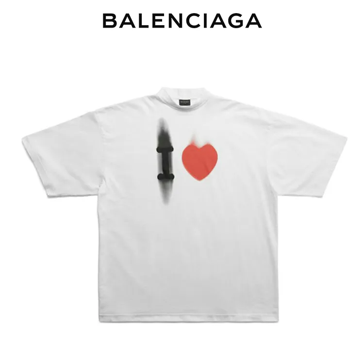 BALENCIAGA巴黎世家七夕情人節I LOVE愛心短袖T恤