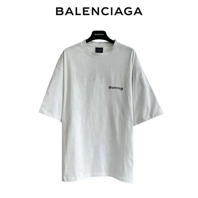 BALENCIAGA巴黎世家模糊漸變小LOGO字母短袖T恤