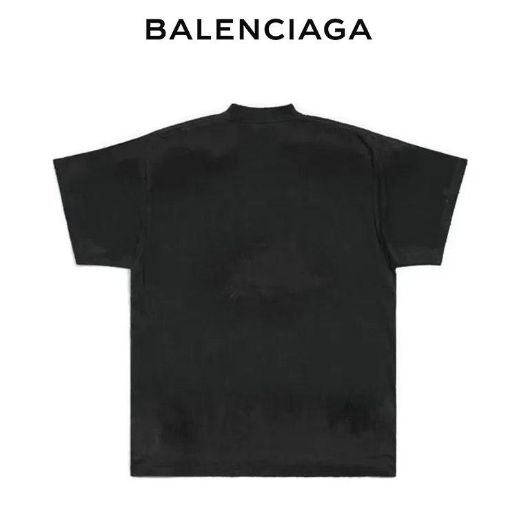 BALENCIAGA巴黎世家秀款曼聯刺繡做舊短袖T恤