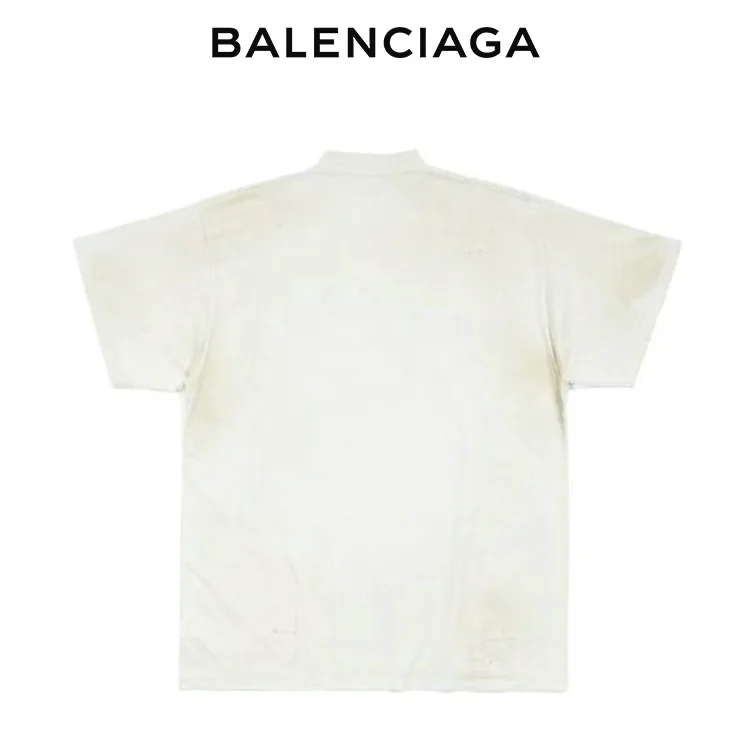 BALENCIAGA巴黎世家秀款曼聯刺繡做舊短袖T恤