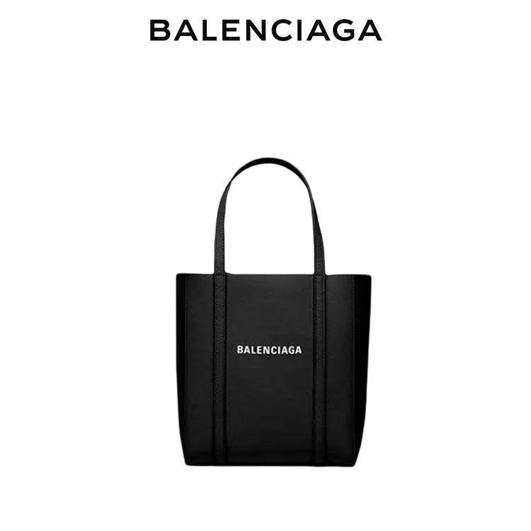 BALENCIAGA巴黎世家EVERYDAY TOTE女士品牌標識黑色牛皮革小號托特包