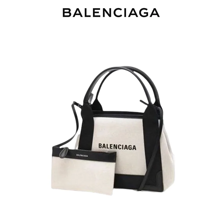 BALENCIAGA巴黎世家NAVY CABAS女士品牌標識帆布手提托特包