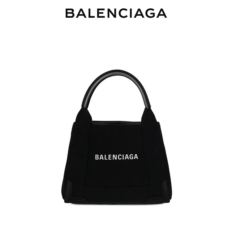 BALENCIAGA巴黎世家NAVY CABAS女士黑色帆布手提托特包