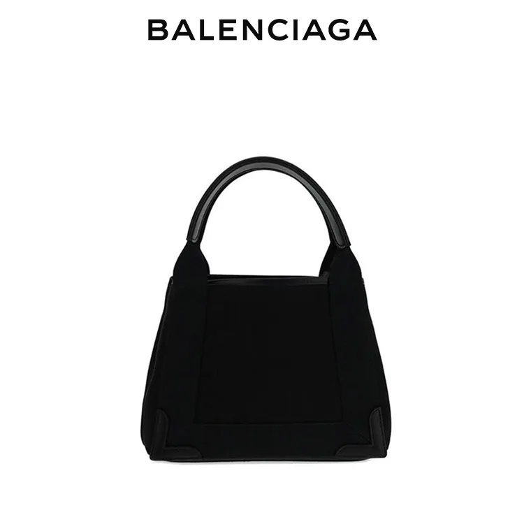 BALENCIAGA巴黎世家NAVY CABAS女士黑色帆布手提托特包