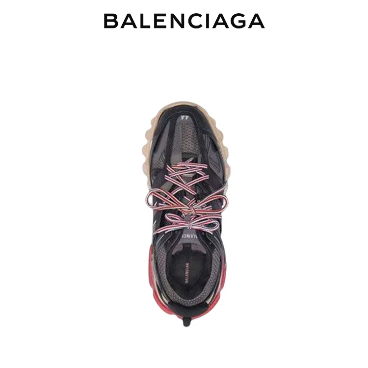 BALENCIAGA巴黎世家TRACK.3黑紅雙色尼龍網布運動鞋 男女同款