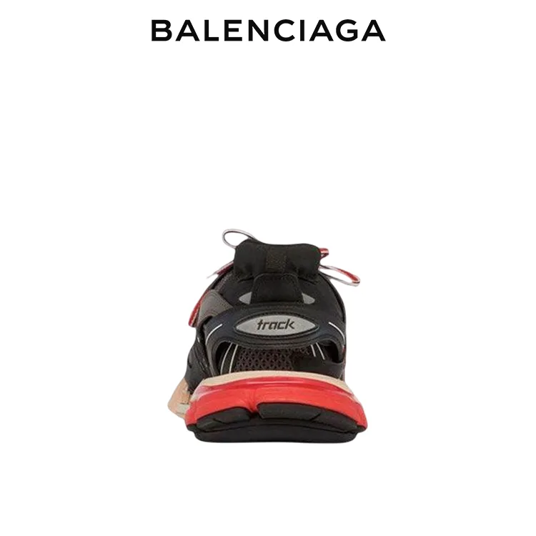 BALENCIAGA巴黎世家TRACK.3黑紅雙色尼龍網布運動鞋 男女同款