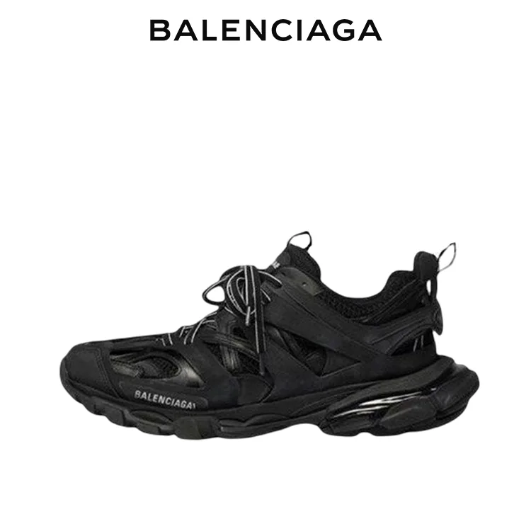 BALENCIAGA巴黎世家TRACK.3黑色尼龍網布運動鞋 男女同款