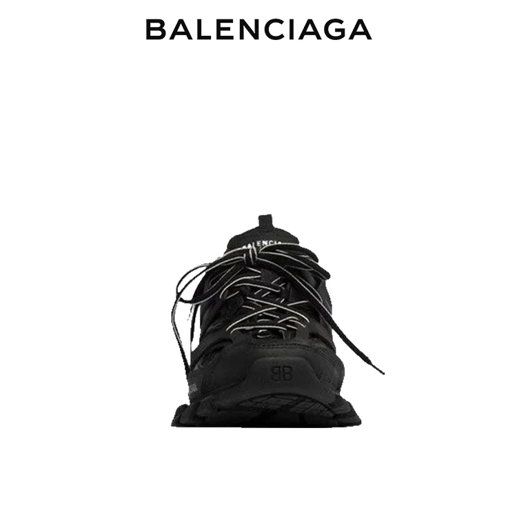 BALENCIAGA巴黎世家TRACK.3黑色尼龍網布運動鞋 男女同款