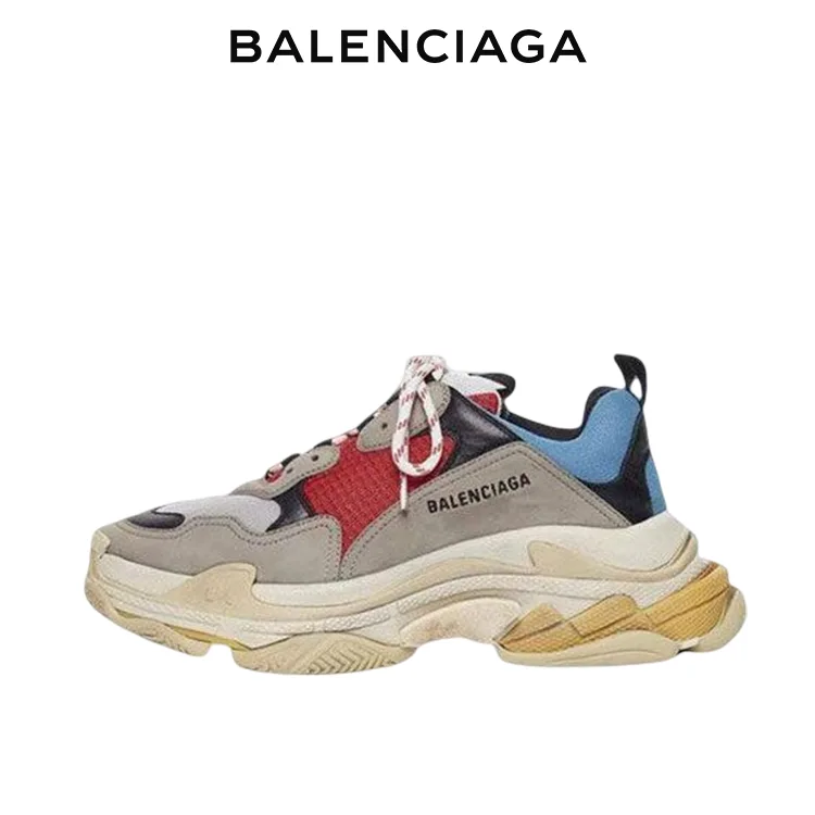 BALENCIAGA巴黎世家TRIPLE S品牌標識做舊版老爹鞋 男女同款