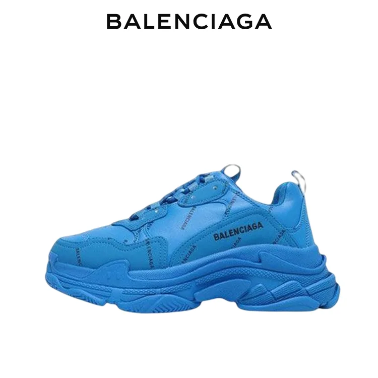 BALENCIAGA巴黎世家TRIPLE S ALLOVER LOGO老爹鞋 藍色 男女同款