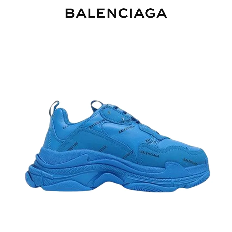 BALENCIAGA巴黎世家TRIPLE S ALLOVER LOGO老爹鞋 藍色 男女同款