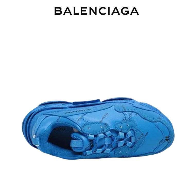 BALENCIAGA巴黎世家TRIPLE S ALLOVER LOGO老爹鞋 藍色 男女同款