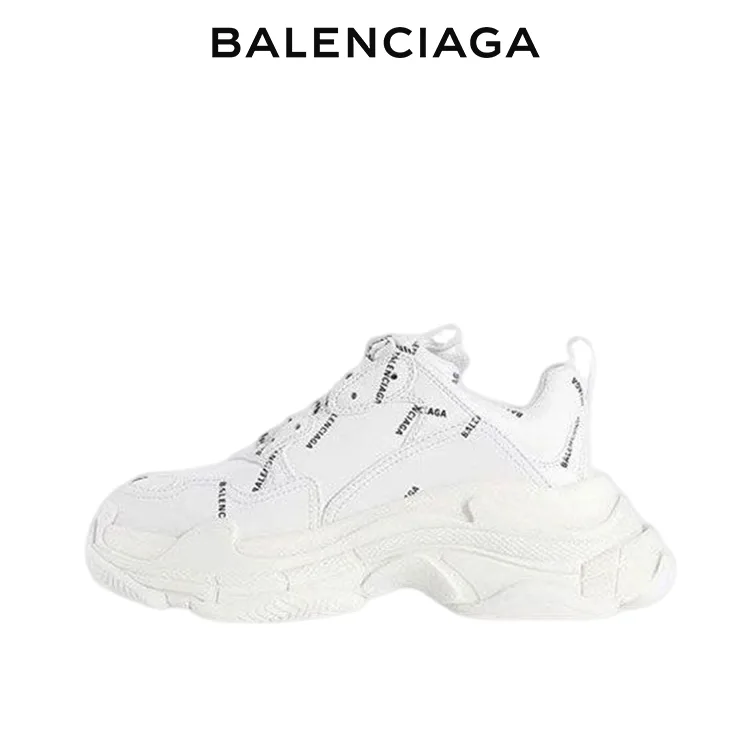 BALENCIAGA巴黎世家TRIPLE S ALLOVER LOGO白色老爹鞋 男女同款