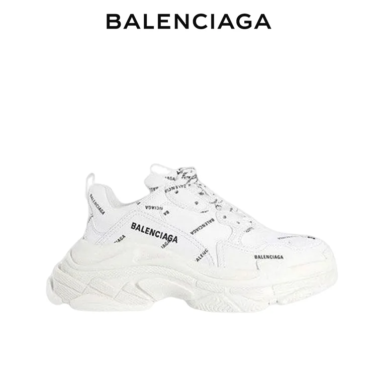 BALENCIAGA巴黎世家TRIPLE S ALLOVER LOGO白色老爹鞋 男女同款