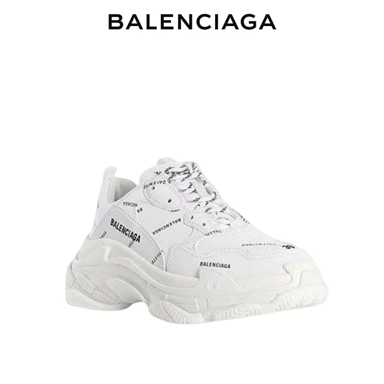 BALENCIAGA巴黎世家TRIPLE S ALLOVER LOGO白色老爹鞋 男女同款