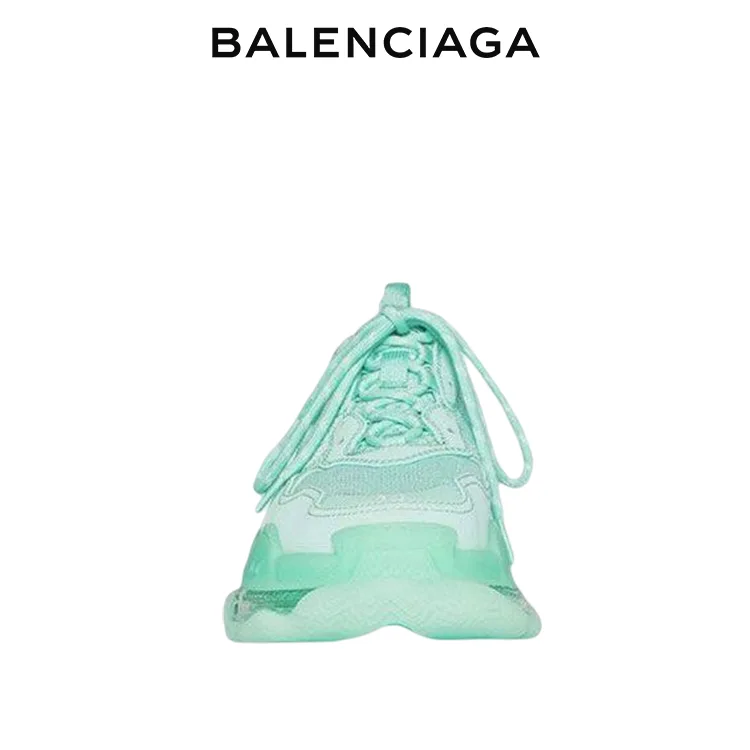 BALENCIAGA巴黎世家TRIPLE S CLEAR SOLE女士時尚運動老爹鞋 薄荷綠