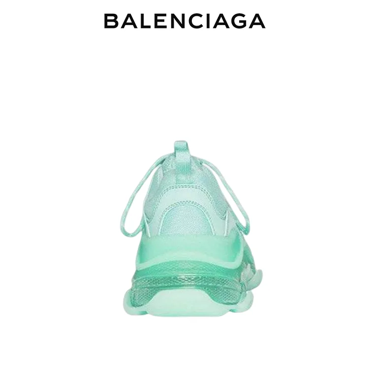 BALENCIAGA巴黎世家TRIPLE S CLEAR SOLE女士時尚運動老爹鞋 薄荷綠