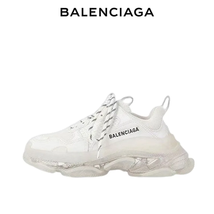 BALENCIAGA巴黎世家TRIPLE S CLEAR SOLE白色老爹鞋 男女同款