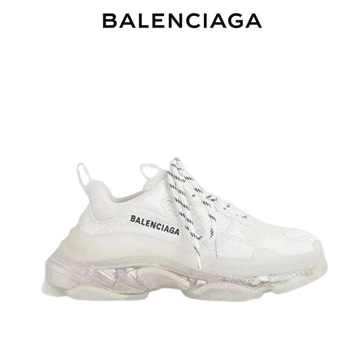 BALENCIAGA巴黎世家TRIPLE S CLEAR SOLE白色老爹鞋 男女同款