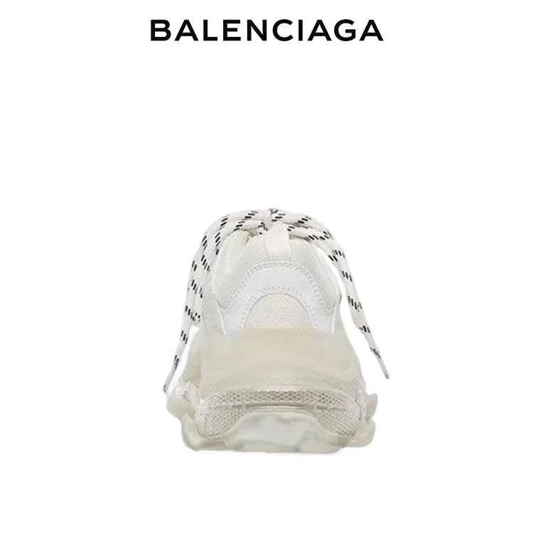 BALENCIAGA巴黎世家TRIPLE S CLEAR SOLE白色老爹鞋 男女同款