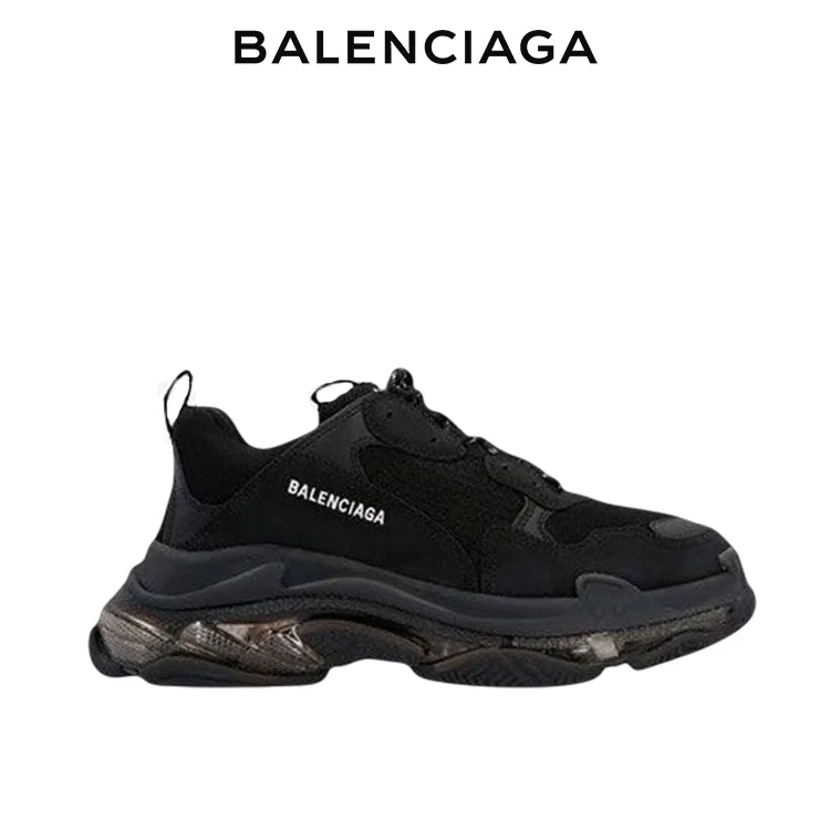 BALENCIAGA巴黎世家TRIPLE S CLEAR SOLE黑色老爹鞋 男女同款