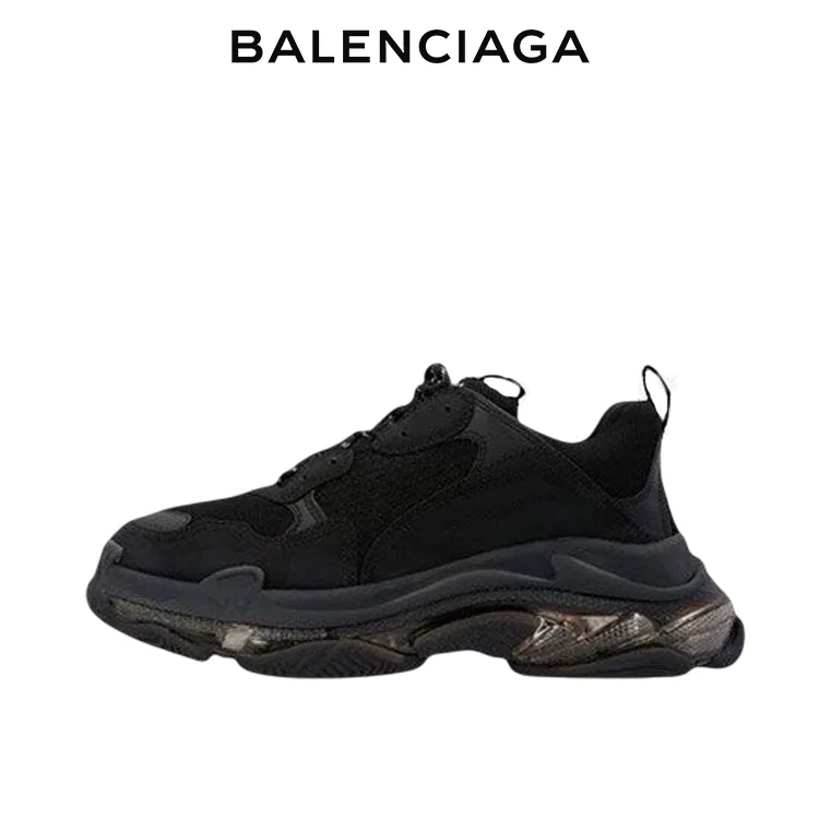 BALENCIAGA巴黎世家TRIPLE S CLEAR SOLE黑色老爹鞋 男女同款