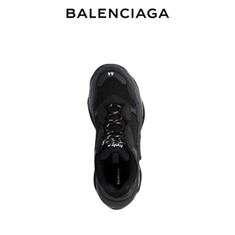 BALENCIAGA巴黎世家TRIPLE S CLEAR SOLE黑色老爹鞋 男女同款