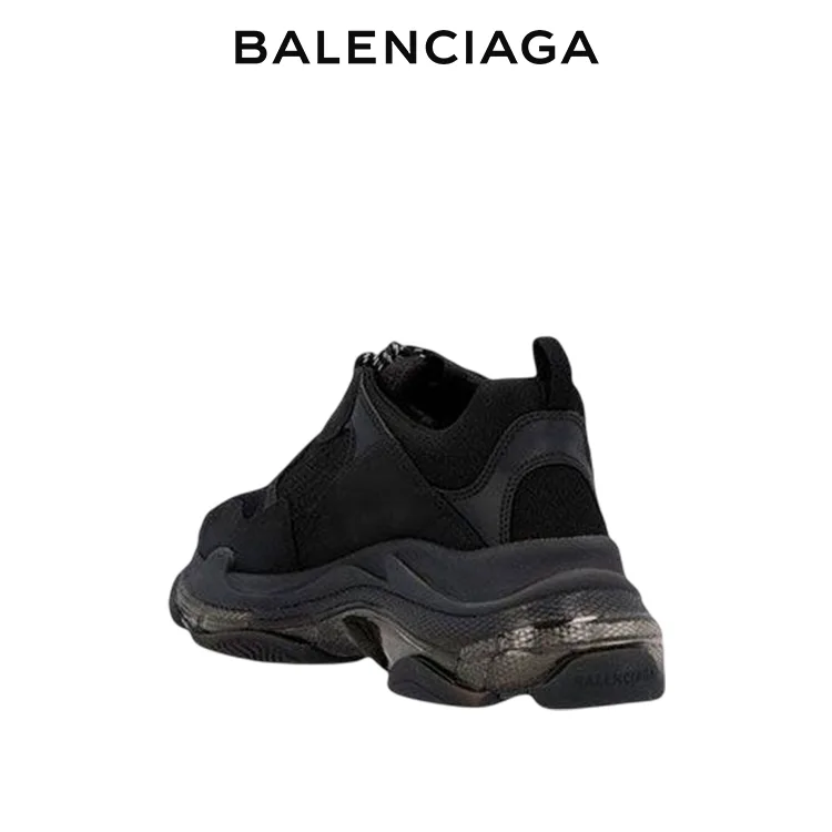 BALENCIAGA巴黎世家TRIPLE S CLEAR SOLE黑色老爹鞋 男女同款