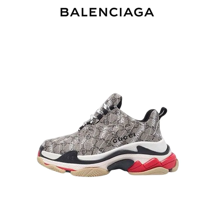 BALENCIAGA GUCCI 巴黎世家古馳聯名TRIPLE S老爹鞋 滿LOGO 男女同款