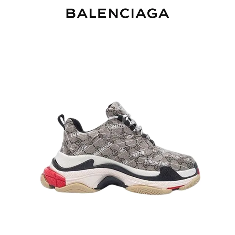 BALENCIAGA GUCCI 巴黎世家古馳聯名TRIPLE S老爹鞋 滿LOGO 男女同款