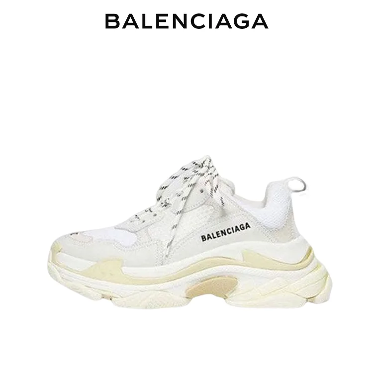 BALENCIAGA巴黎世家TRIPLE S品牌標識老爹鞋 奶油白 男女同款