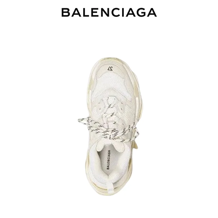 BALENCIAGA巴黎世家TRIPLE S品牌標識老爹鞋 奶油白 男女同款