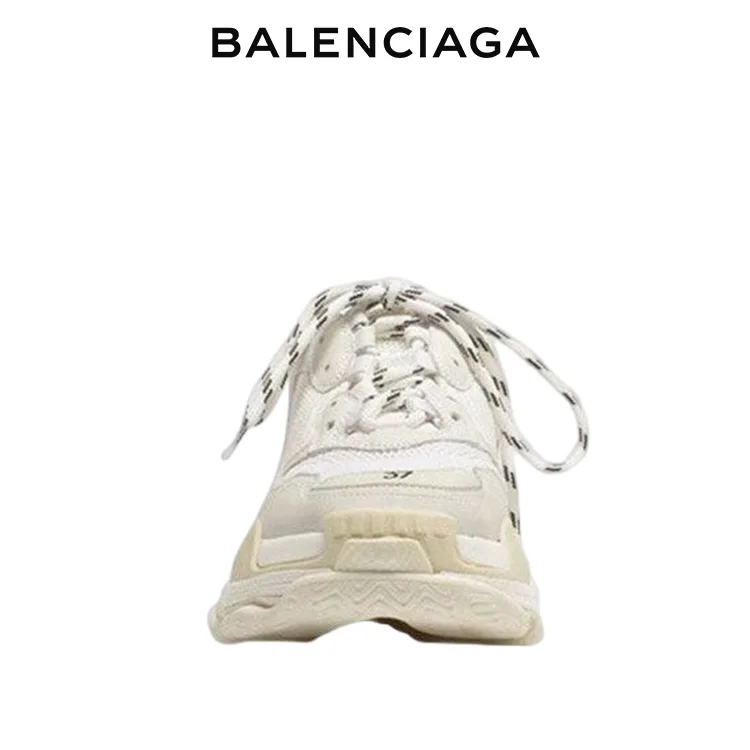 BALENCIAGA巴黎世家TRIPLE S品牌標識老爹鞋 奶油白 男女同款