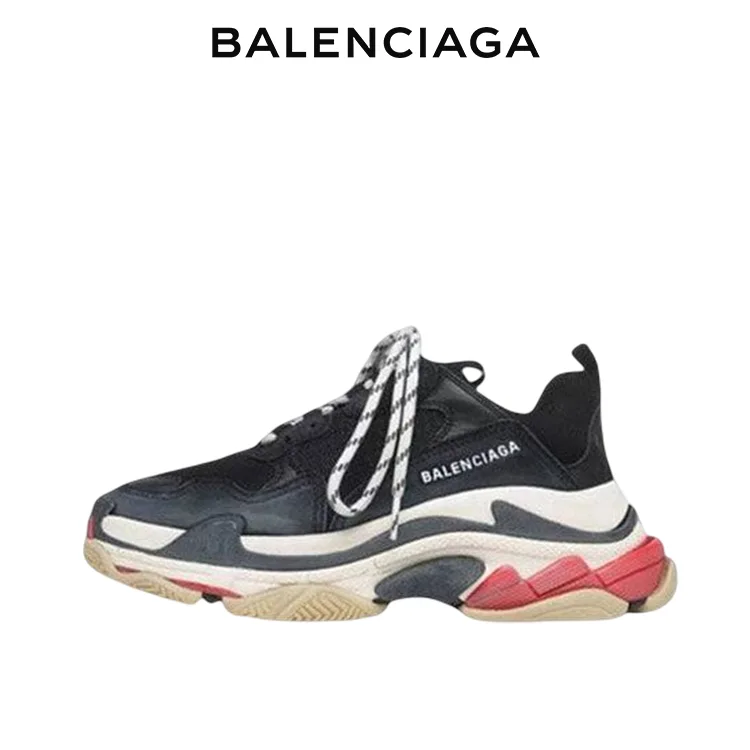 BALENCIAGA巴黎世家TRIPLE S珍藏版做舊老爹鞋 黑白紅 男女同款