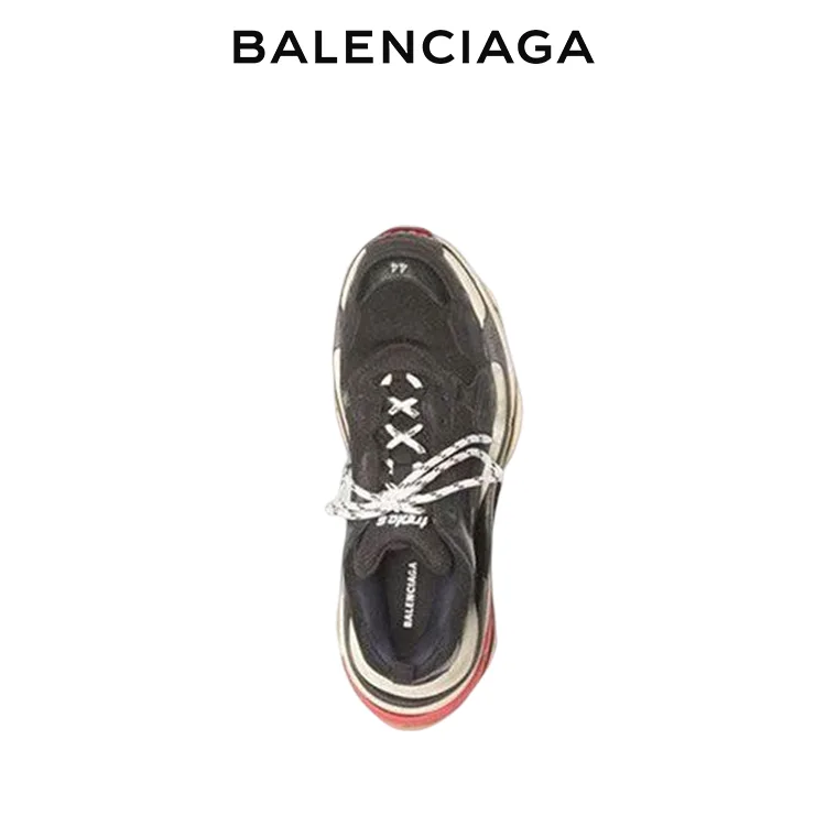 BALENCIAGA巴黎世家TRIPLE S珍藏版做舊老爹鞋 黑白紅 男女同款