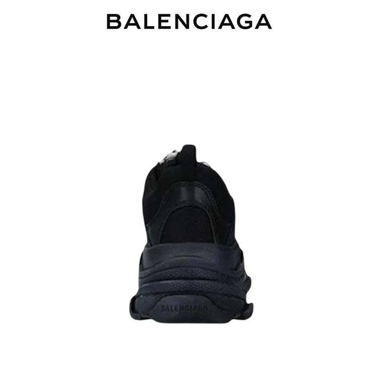 BALENCIAGA巴黎世家TRIPLE S品牌標識黑色老爹鞋 男女同款