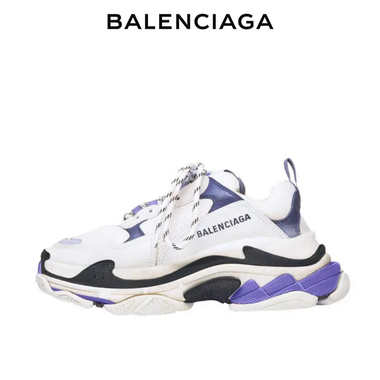 BALENCIAGA巴黎世家TRIPLE S女士時尚老爹鞋 白紫