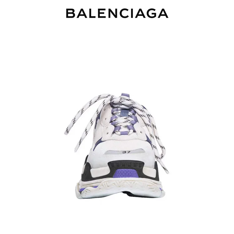 BALENCIAGA巴黎世家TRIPLE S女士時尚老爹鞋 白紫