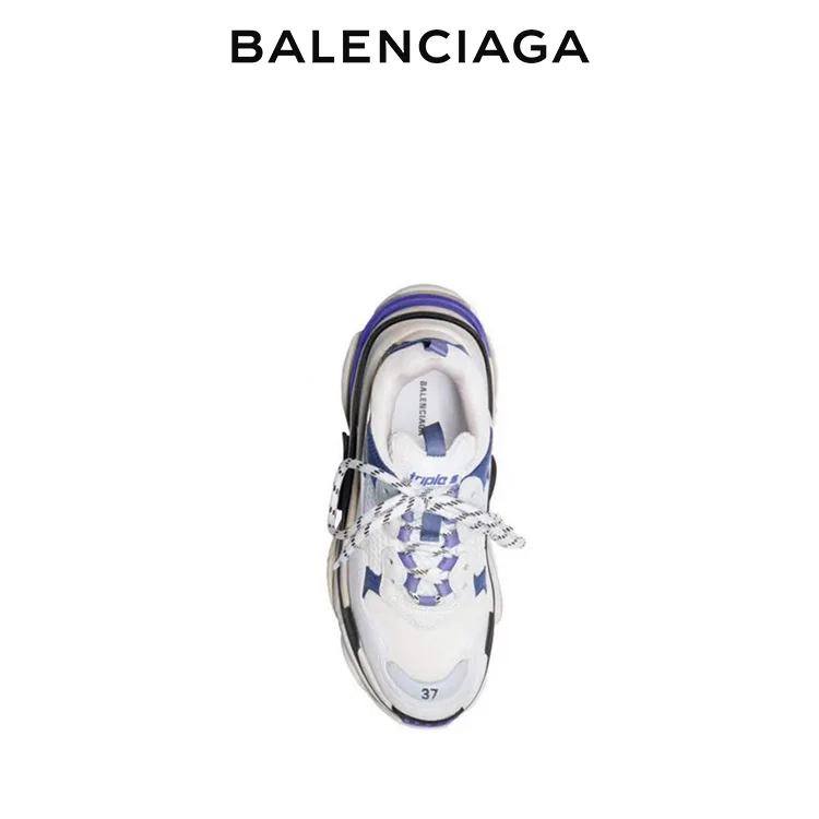 BALENCIAGA巴黎世家TRIPLE S女士時尚老爹鞋 白紫