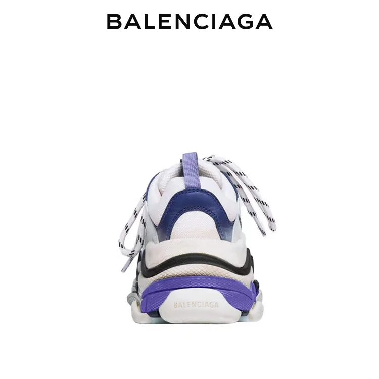 BALENCIAGA巴黎世家TRIPLE S女士時尚老爹鞋 白紫