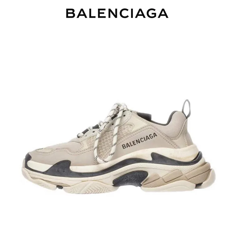 BALENCIAGA巴黎世家TRIPLE S女士灰色厚底老爹鞋