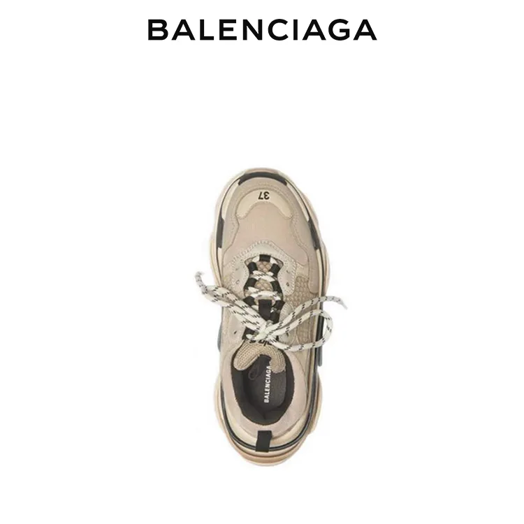 BALENCIAGA巴黎世家TRIPLE S女士灰色厚底老爹鞋