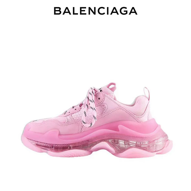 BALENCIAGA巴黎世家TRIPLE S CLEAR SOLE女士復合鞋底老爹鞋 粉色