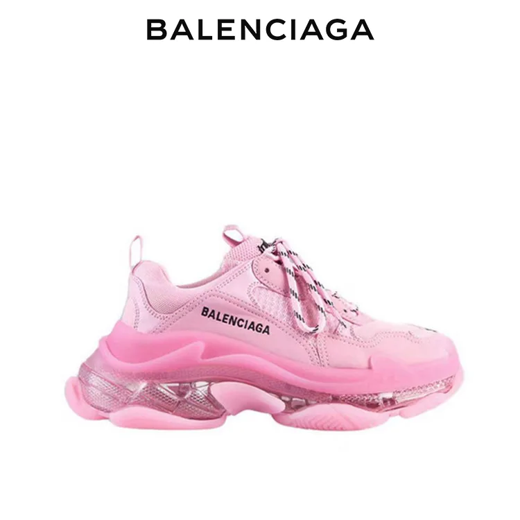 BALENCIAGA巴黎世家TRIPLE S CLEAR SOLE女士復合鞋底老爹鞋 粉色