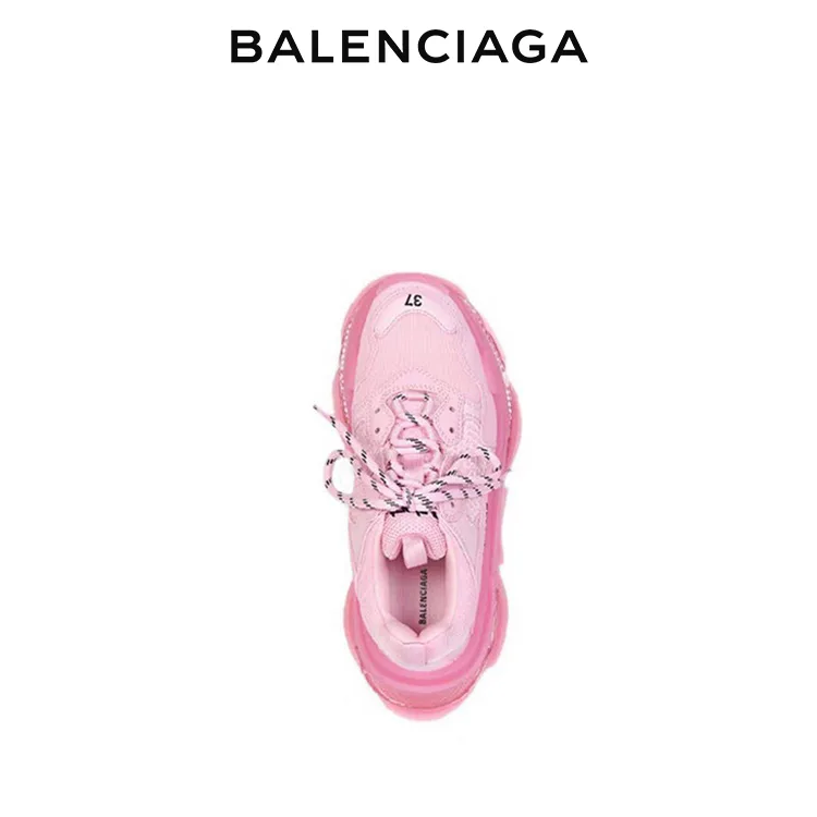 BALENCIAGA巴黎世家TRIPLE S CLEAR SOLE女士復合鞋底老爹鞋 粉色