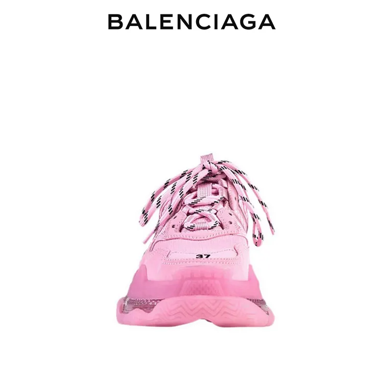 BALENCIAGA巴黎世家TRIPLE S CLEAR SOLE女士復合鞋底老爹鞋 粉色